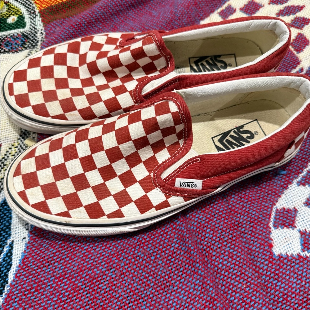 Vans Red and White Checkered Slip-Ons - Picture 4 of 7